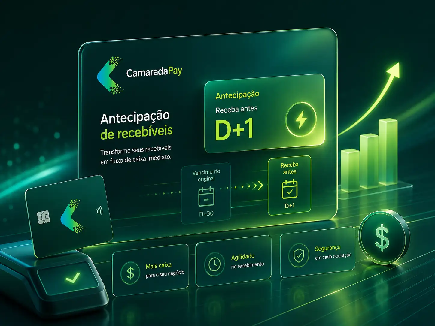 Empreendedor organizando o caixa com antecipação de recebíveis CamaradaPay
