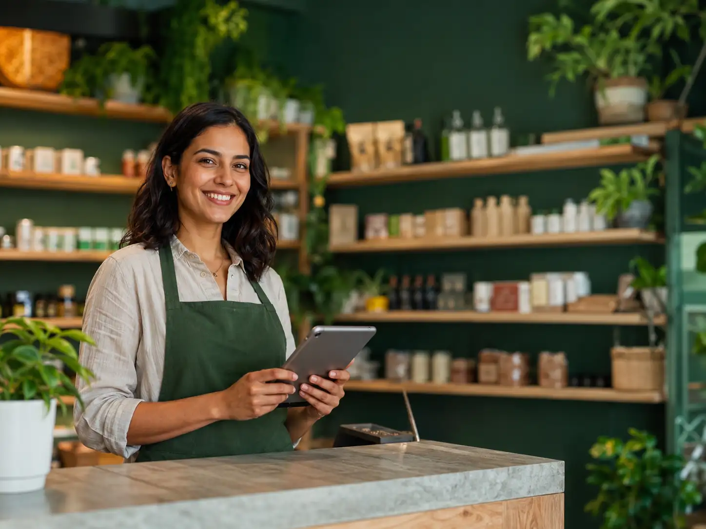 Cliente pagando compra em comércio local