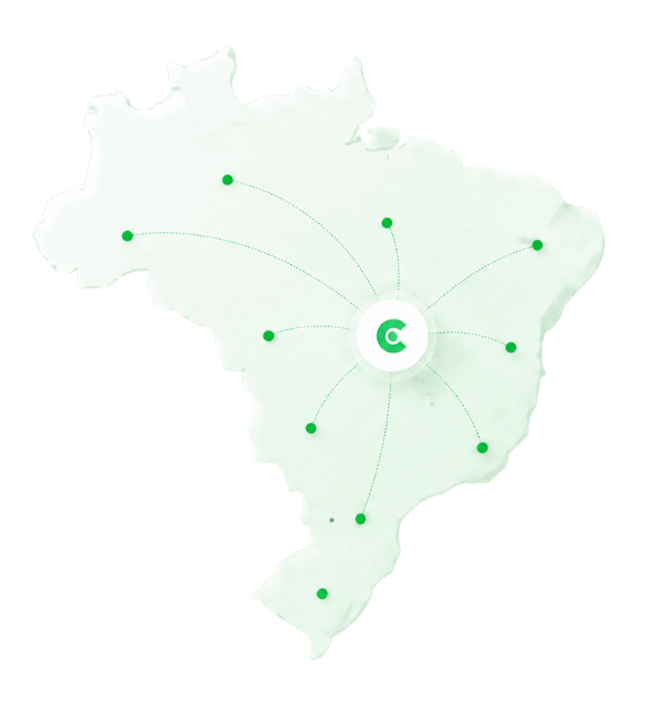 Mapa do Brasil com conexões CamaradaPay